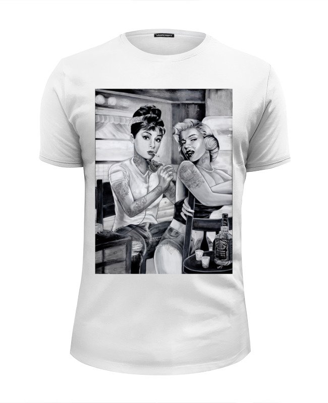 Printio Футболка Wearcraft Premium Slim Fit Marilyn monroe audrey hepburn tattoo