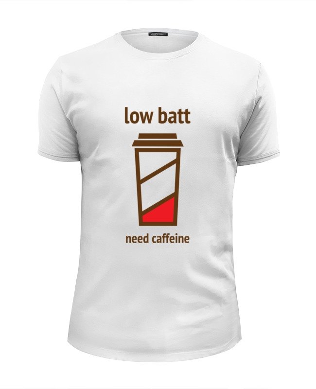 Printio Футболка Wearcraft Premium Slim Fit Low batt need caffeine